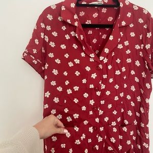 Reformation 50s style button up printed dress. Size Large